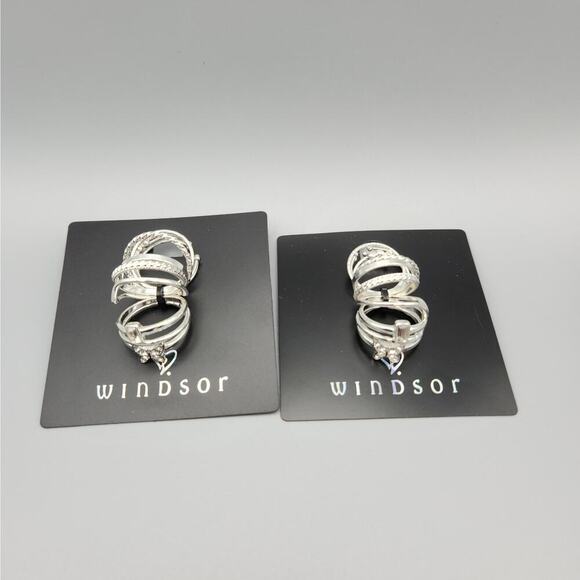 Windsor 10 Piece Ring Set Silvertone Mixed Styles Stack Bands Size 8 Fashion New - Picture 5 of 7